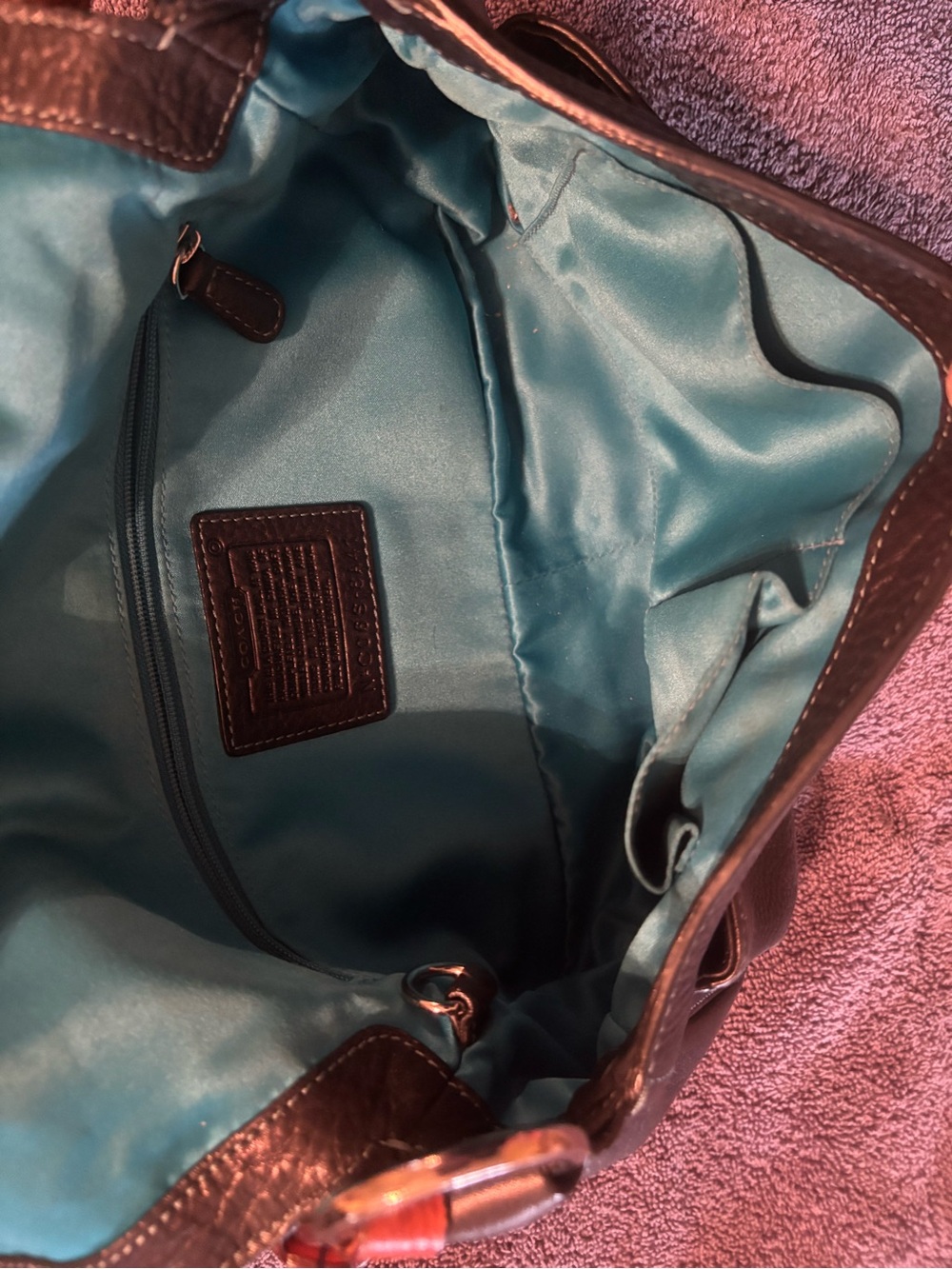 Women's Coach Black Leather Shoulder Bag with Tan Strap - Picture 6 of 6